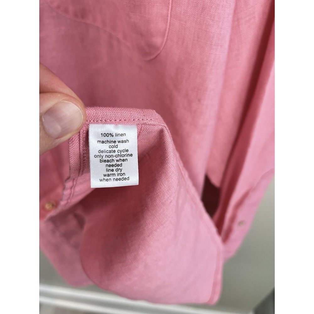 Paul Fredrick Men's XL Long Sleeve Linen Shirt Pink Lightweight Breathable Beach - Picture 4 of 8